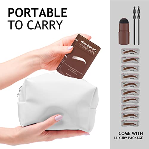 Eyebrow Stamp Stencil Kit, Eyebrow Definer with Brush and Trimmer, Waterproof...