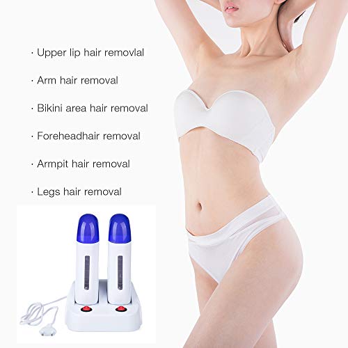 Portable Double Wax Warmer Hair Removal Machine Electric Depilatory Roll On W...