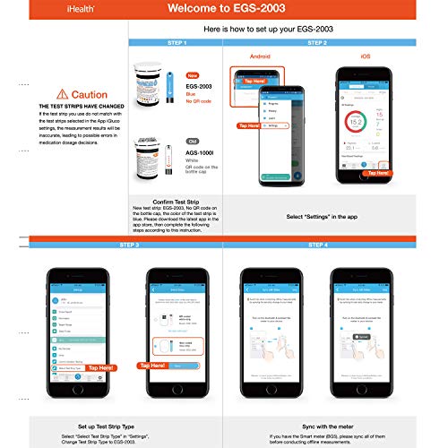 iHealth Blood Glucose Test Strips (50 Count), No Coding Blood Sugar Test, Eli...