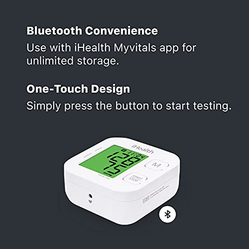 iHealth Track Smart Upper Arm Blood Pressure Monitor, Adjustable Cuff Large A...