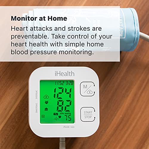 iHealth Track Smart Upper Arm Blood Pressure Monitor, Adjustable Cuff Large A...