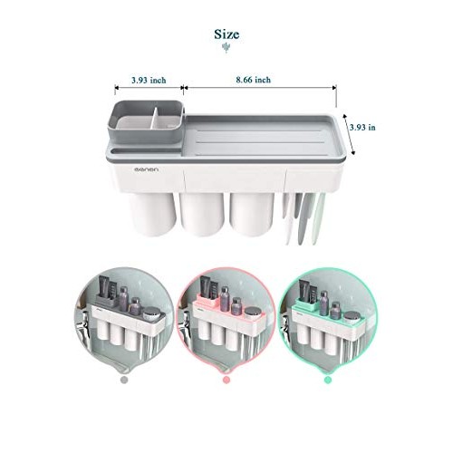 IKEAR Magnetic Toothbrush Holder & Automatic Toothpaste Dispenser Squeezer, W...