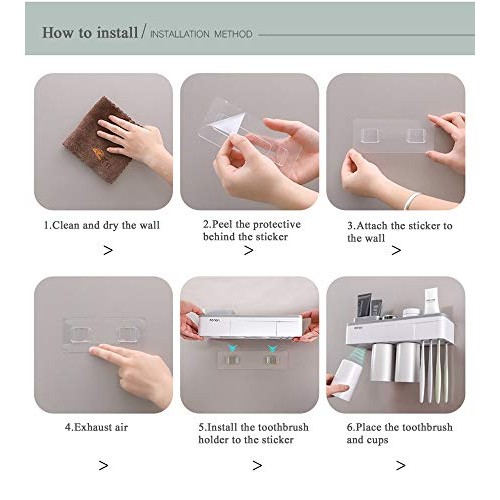 IKEAR Magnetic Toothbrush Holder & Automatic Toothpaste Dispenser Squeezer, W...