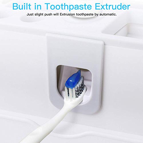 IKEAR Toothbrush Holder Toothpaste Dispenser Set with Super Sticky Suction Pa...
