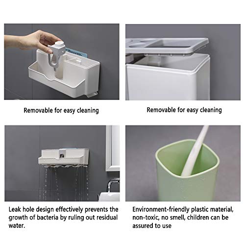 IKEAR Toothbrush Holder Toothpaste Dispenser Set with Super Sticky Suction Pa...