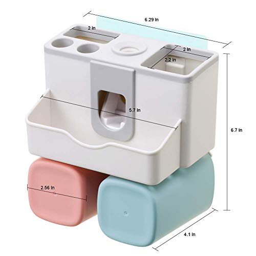 IKEAR Toothbrush Holder Toothpaste Dispenser Set with Super Sticky Suction Pa...