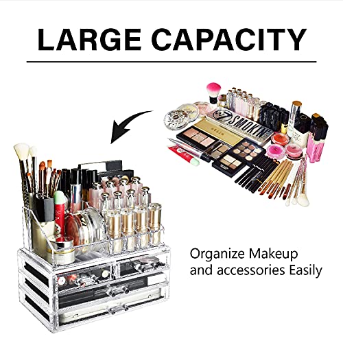 Ikee Design Clear Makeup Organizer Skin Care Cosmetic Display Case with 4 dra...