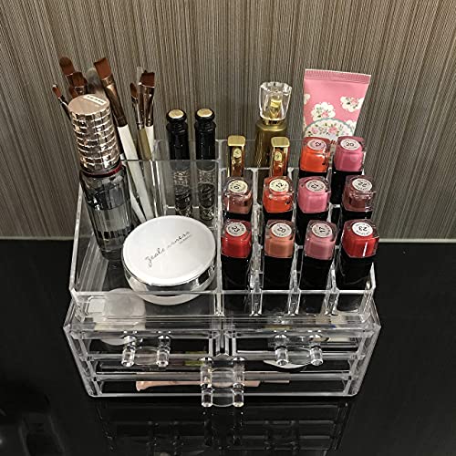 Ikee Design Clear Makeup Organizer Skin Care Cosmetic Display Case with 4 dra...