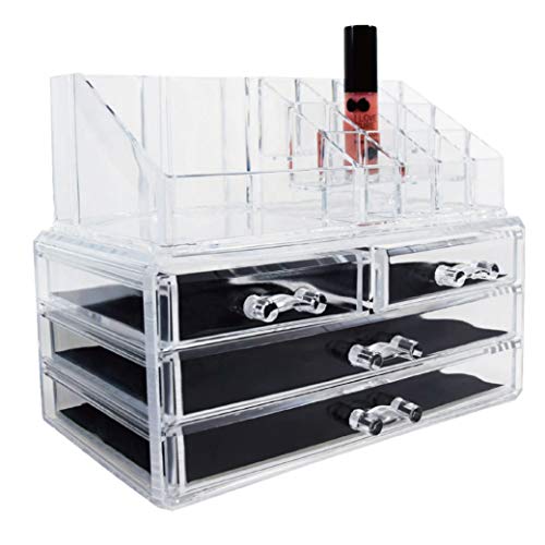 Ikee Design Clear Makeup Organizer Skin Care Cosmetic Display Case with 4 dra...