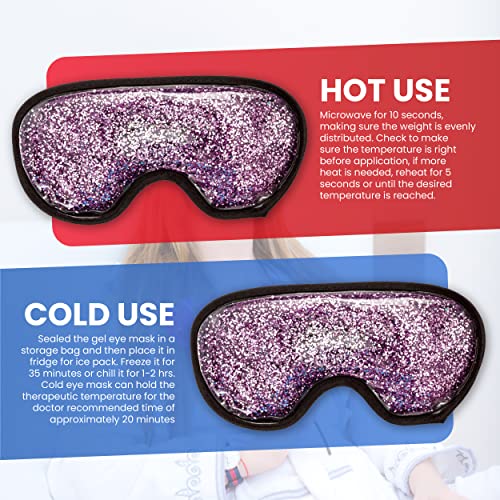 Cooling Ice Gel Eye Mask, 2 Pack - Reusable Eye Masks, Sleeping Mask with Plu...