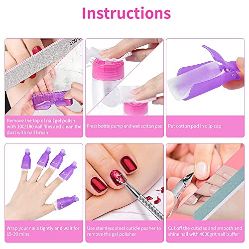 Nail Remover Clips Kit, IKOCO 10Pcs Nail Polish Remover Clips Caps 500Pcs Nai...