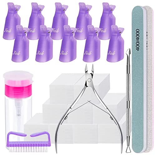 Nail Remover Clips Kit, IKOCO 10Pcs Nail Polish Remover Clips Caps 500Pcs Nai...