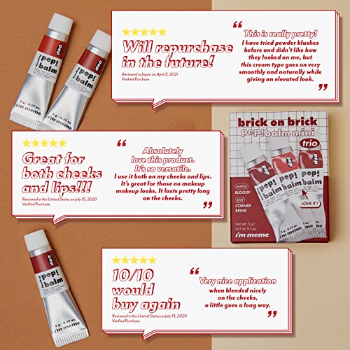 I'M MEME Brick On Brick Pep!Balm Mini Trio | Three Shades in One Set | Multi-...