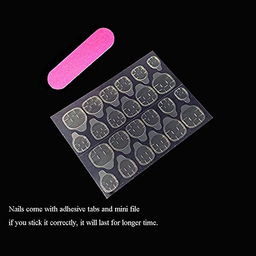 Salon French Nail Tips Short Round Ombre Acrylic French False Nail Set Glitte...