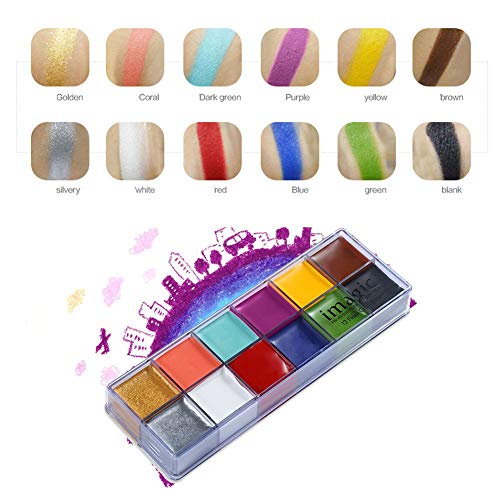 Face Body Paint IMAGIC Brand 12 Flash Colors case Halloween Party Fancy Dress...