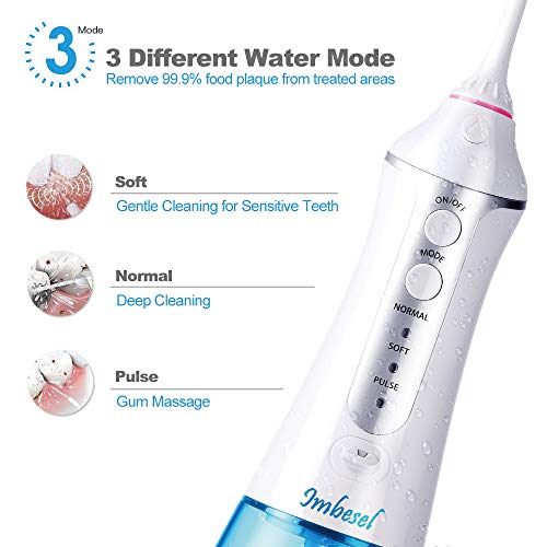 Cordless Water Flosser Teeth Cleaner, 10.15OZ Water-Tank, 2 Tip Cases Portabl...