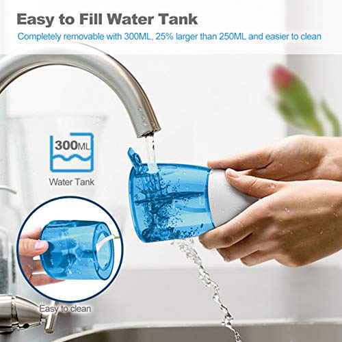Cordless Water Flosser Teeth Cleaner, 10.15OZ Water-Tank, 2 Tip Cases Portabl...