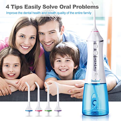 Cordless Water Flosser Teeth Cleaner, 10.15OZ Water-Tank, 2 Tip Cases Portabl...