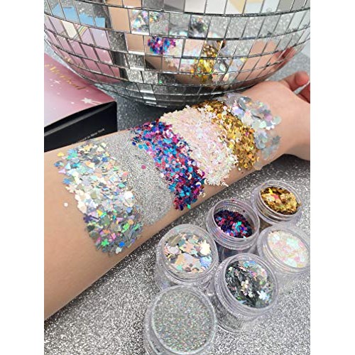 iMethod Body Glitter - 6 Jars Holographic Cosmetic Face Glitter, for Festival...
