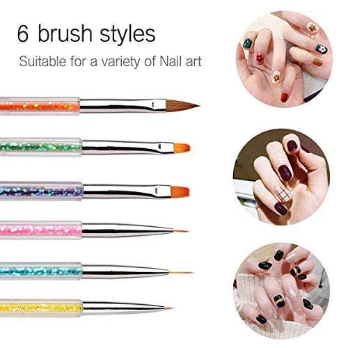 iminoo 6PCS Nail Art Brushes,Double Ended Nail Liner Brush Dotting Pen Nail A...