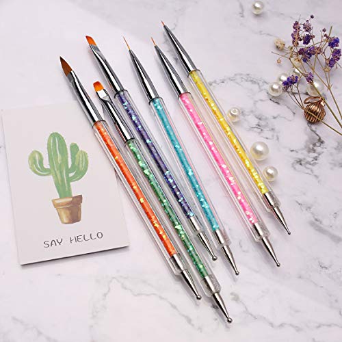 iminoo 6PCS Nail Art Brushes,Double Ended Nail Liner Brush Dotting Pen Nail A...