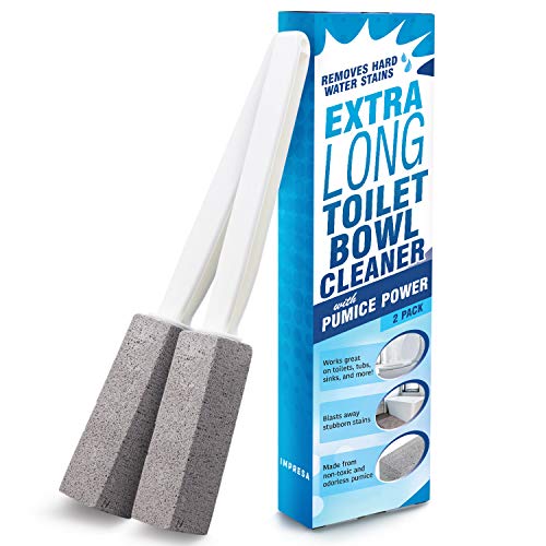 [2 Pack] Pumice Stone Toilet Bowl Cleaner with Extra Long Handle - Limescale ...