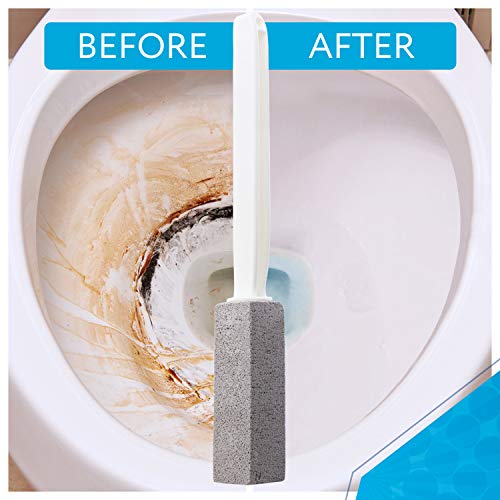 [4 Pack] Pumice Stone Toilet Bowl Cleaner with Extra Long Handle - Limescale ...