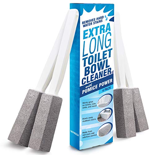 [4 Pack] Pumice Stone Toilet Bowl Cleaner with Extra Long Handle - Limescale ...