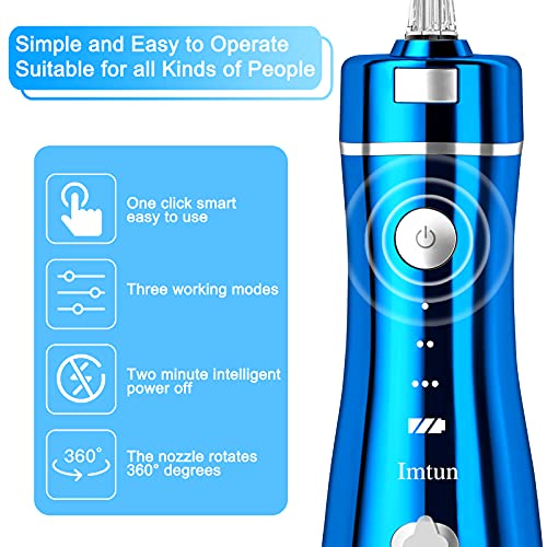 Cordless Water Flosser Teeth Cleaner, IMTUN Portable Oral Irrigator Dental Bl...