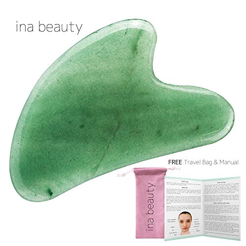 Large Gua Sha Heart by ina beauty - Natural Jade Stone for Face to Lift, Decr...