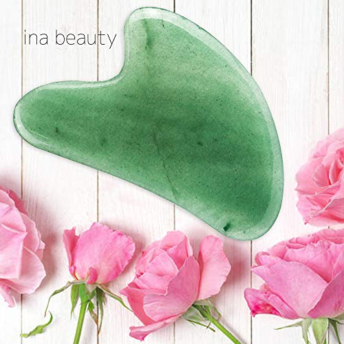 Large Gua Sha Heart by ina beauty - Natural Jade Stone for Face to Lift, Decr...