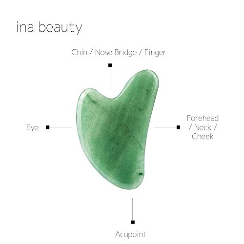 Large Gua Sha Heart by ina beauty - Natural Jade Stone for Face to Lift, Decr...
