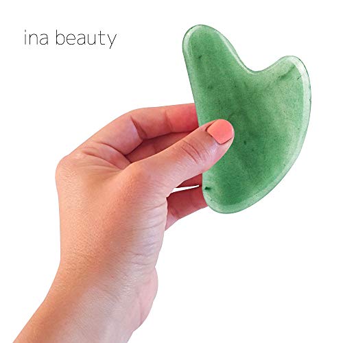 Large Gua Sha Heart by ina beauty - Natural Jade Stone for Face to Lift, Decr...