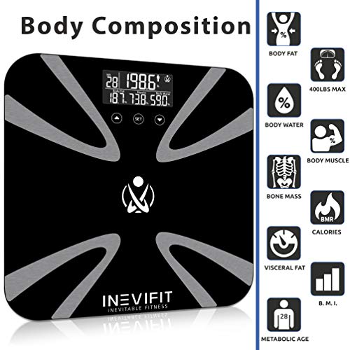 INEVIFIT Body Fat Scale, Highly Accurate Digital Bathroom Body Composition An...