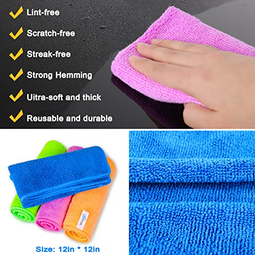INFOK Microfiber Cleaning Cloth - 12 Pcs Premium Microfiber Towels, Highly Ab...