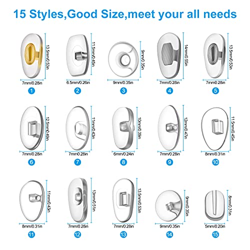 Eyeglass Nose Pads Sunglasses Ultra-Soft PVC Nosepads,15 Style 150 Pairs Glas...