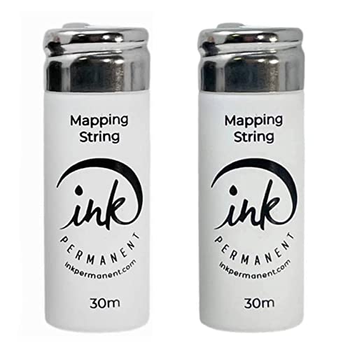 White Premium Pre-Inked Mapping String [2 X 100 Ft Bottles] Eyebrow for Perma...