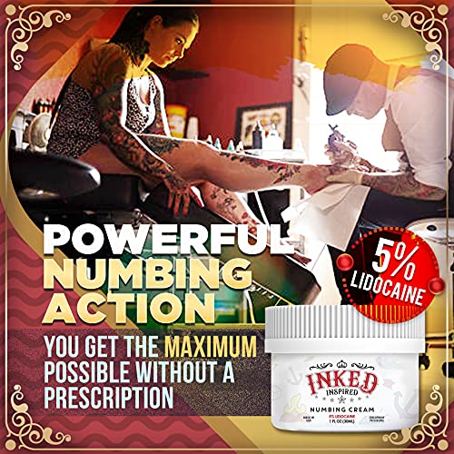 Inked Inspired Tattoo Numbing Cream - Topical Anesthetic Lidocaine Cream - wi...