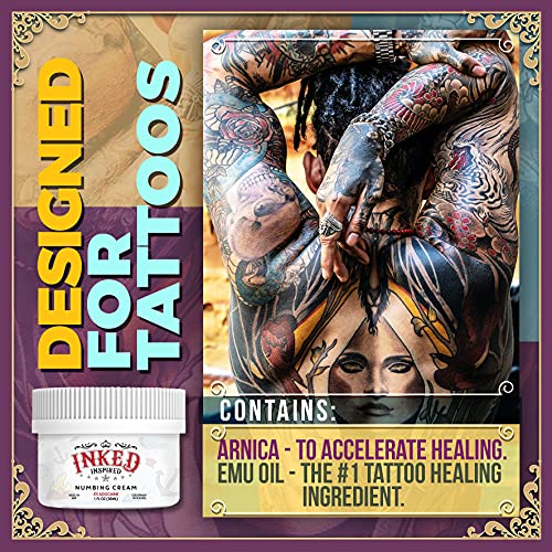 Inked Inspired Tattoo Numbing Cream - Topical Anesthetic Lidocaine Cream - wi...
