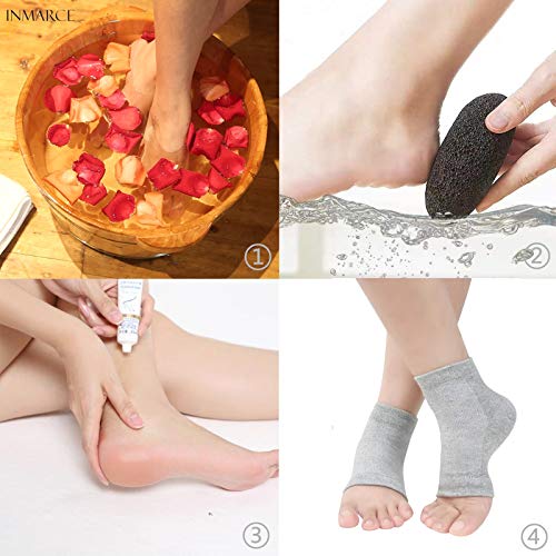 Inmarces Pumice Stone for Feet and Moisturizing Socks, Natural Earth Lava Pum...