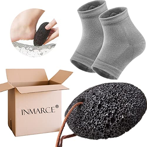 Inmarces Pumice Stone for Feet and Moisturizing Socks, Natural Earth Lava Pum...