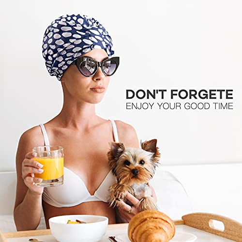 INNELO Luxury Shower Cap, Reusable Upgrade Waterproof Shower Caps for Women, ...