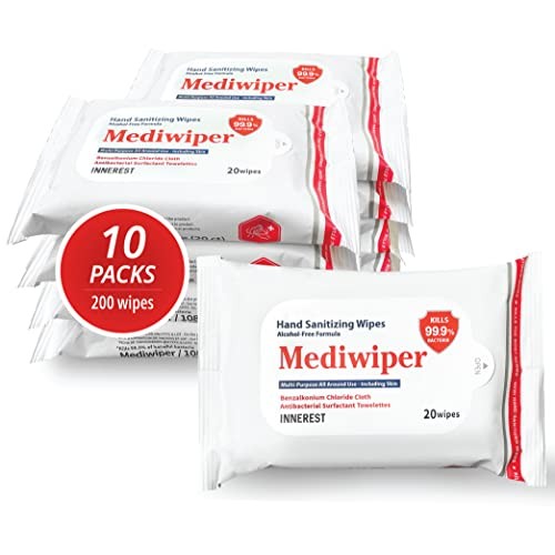 Innerest Mediwiper 200 Wipes Refreshing Wet Wipes Alcohol-Free Hand Wipes Tra...