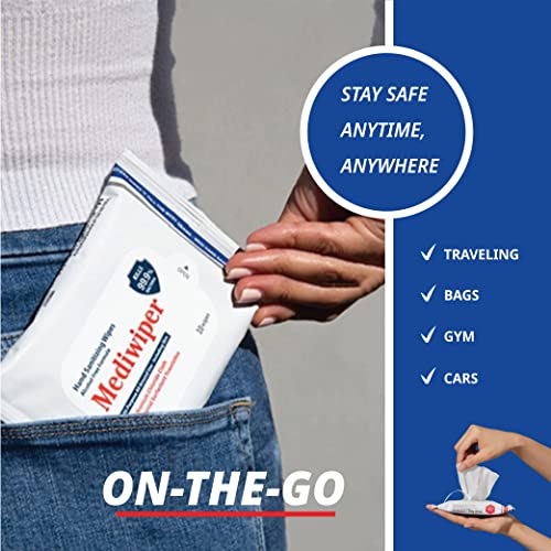 Mediwiper 50 Wipes Refreshing Wet Wipes Antibacterial Alcohol-Free Hand Wipes...