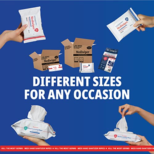 Mediwiper 50 Wipes Refreshing Wet Wipes Antibacterial Alcohol-Free Hand Wipes...