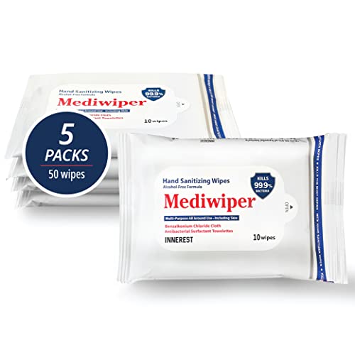 Mediwiper 50 Wipes Refreshing Wet Wipes Antibacterial Alcohol-Free Hand Wipes...