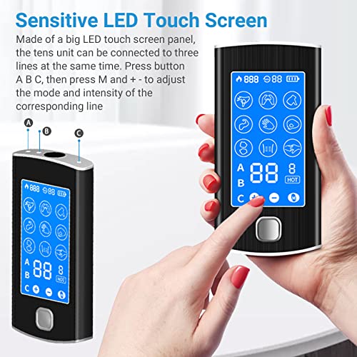 Innocareer TENS EMS Unit Muscle Stimulator, Touch Screen 3 Channels 9 Modes 4...
