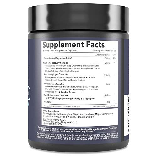 Inno Supps Night Shred - Night Time Fat Burner and Natural Sleep Support - Ap...