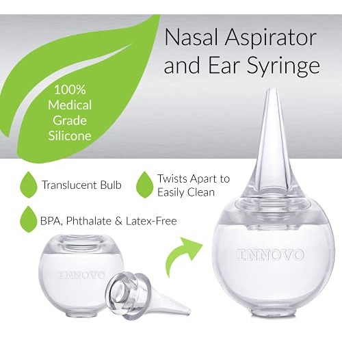 Innovo Hospital Grade Silicone Twister Bulb Baby Ear Syringe and Nasal Aspira...
