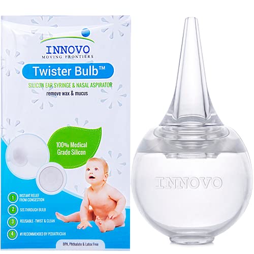 Innovo Hospital Grade Silicone Twister Bulb Baby Ear Syringe and Nasal Aspira...